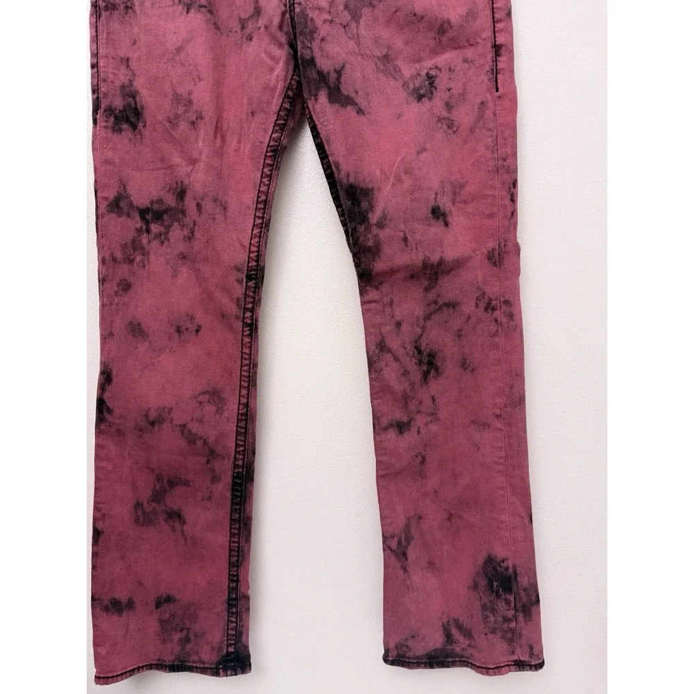 True Religion Acid Washed Jeans Straight Stretch Flap Pockets Pants Sz‎ 34